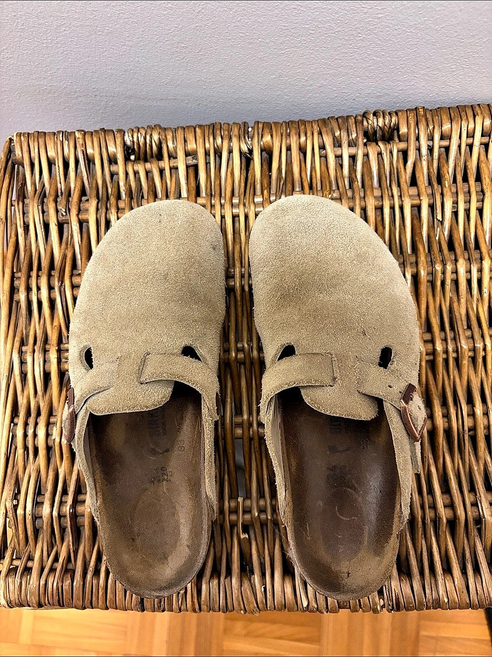 Birkenstock Boston Soft Footbed Suede Leather Sandals Taupe